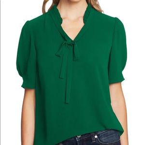 Cece ruffled v neck short sleeve blouse NWT